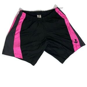 JL Racing rowing/running/biking trou/shorts, black with pink, women’s large